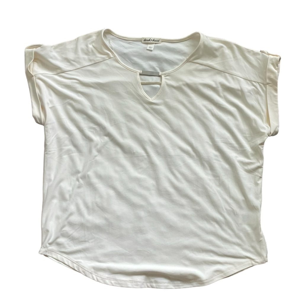 Derek Heart Cream Short Sleeve Shirt Size L
